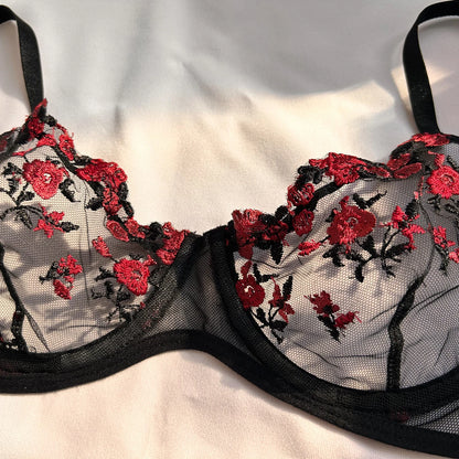 Women Sexy Emotional Underwear Set Exotic Embroidered Printed Brassiere Push-Up Thin Bralette Lingerie Sleepwear Set