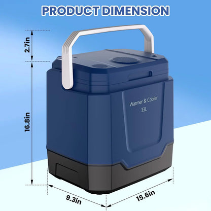 35QT Electric Cooler, Portable Car Refrigerator & Plug-In Cooler with 12V DC & AC Power, Travel Cooler for Camping, Road Trips, Truck Travel & Home Use, car fridge with Locking Handle