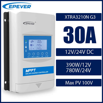 EPEVER 10/20/30/40A MPPT Solar Controller 12V 24V 48V XTRANG 60/100/150V PV Panel Support Lithium/No Battery