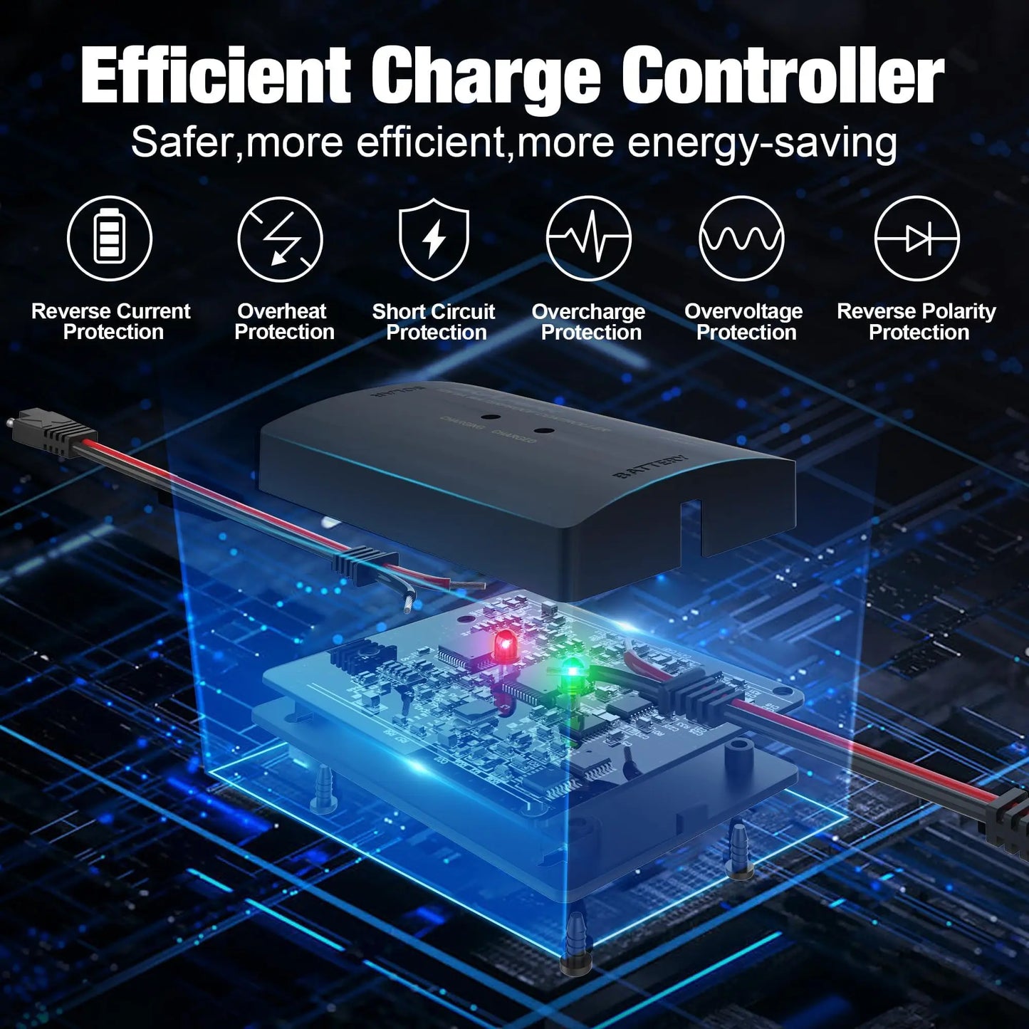 8A 12V Solar Charge Controller with LED Display Smart Solar Panel Battery Regulator for Gel Lead-Acid Batteries in RVs and Boats
