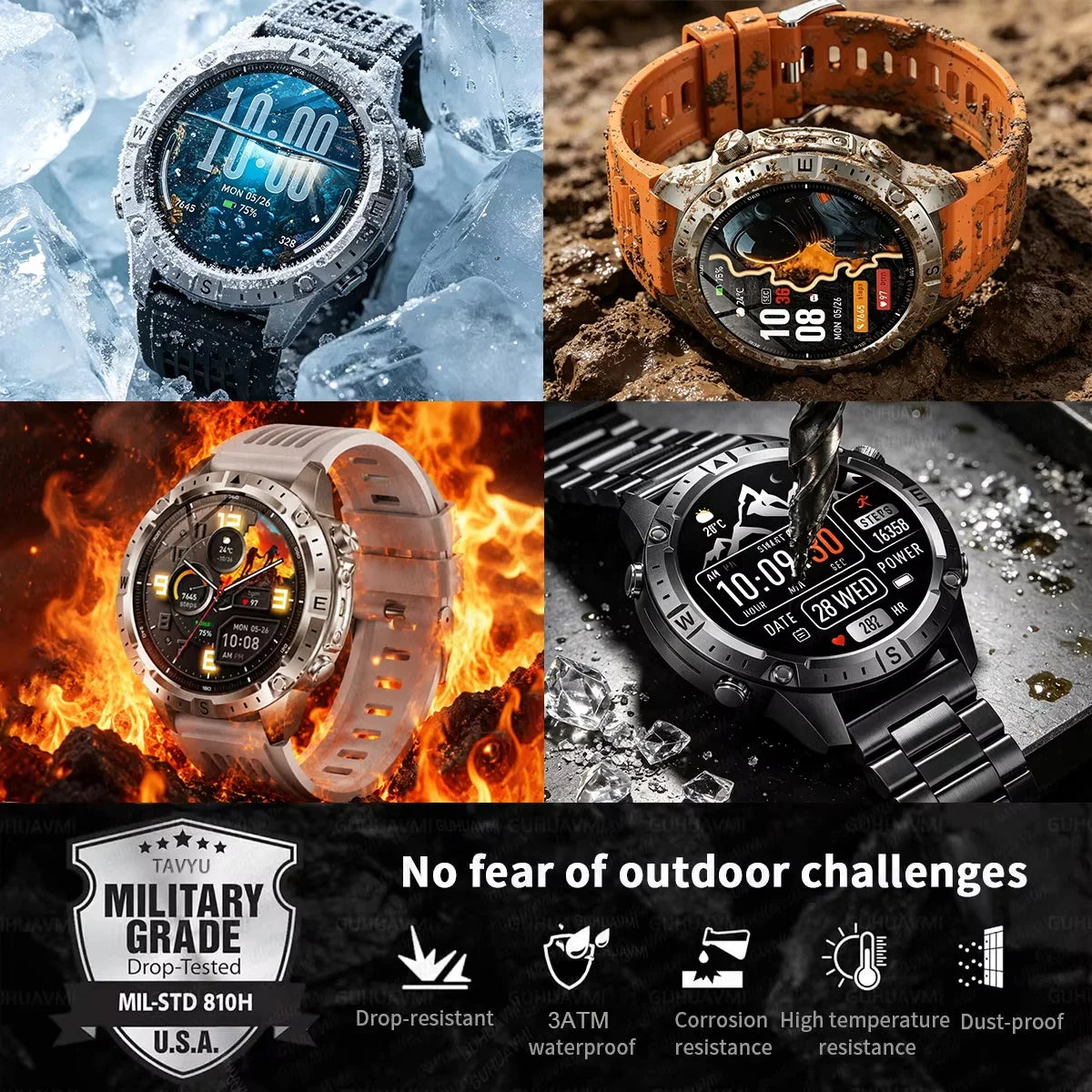 Waterproof Compass BT Call Swim Sports Bracelets For Men