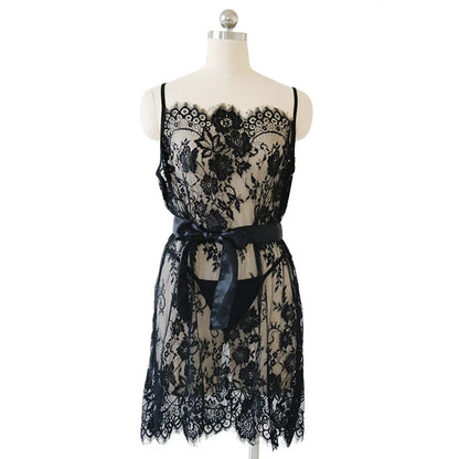 Plus Size Sleepwear Lingerie Dress Women Lace Nightgown