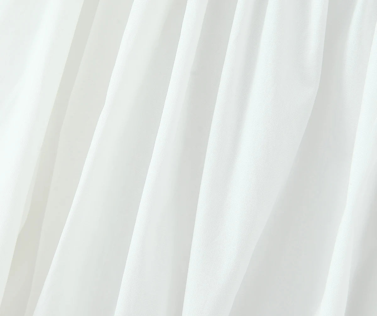 2 pieces 1 set Spring Summer White Elastic Slash Shoulder Lantern Sleeve Shirt + Wood ears Elastic Waist BUD Mini Shorts Suits