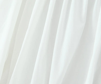 2 pieces 1 set Spring Summer White Elastic Slash Shoulder Lantern Sleeve Shirt + Wood ears Elastic Waist BUD Mini Shorts Suits