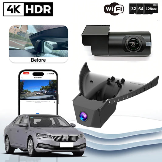 Plug and Play Night Vision Dash Cam Dual Lens UHD 4K Car DVR Camera Recorder For Skoda Superb TSI280 TSI380 TSI330 DSG 2018 2019