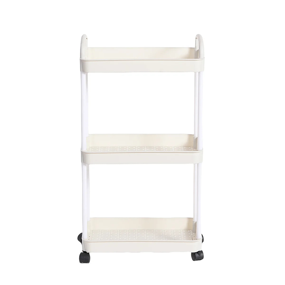 Plastic Rolling Utility Cart with Handle Storage Trolley for Office, Living Room, Kitchen, Movable Storage Organizer with Wheel