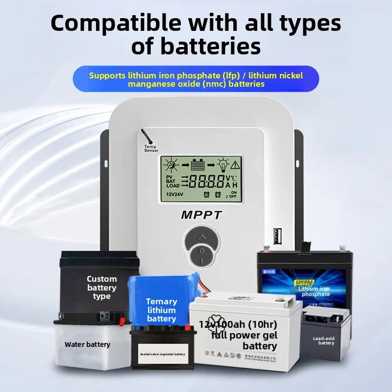 MPPT Solar Charge Controller 10A20A30A40A50A60A Smart LCD Charging 12V24V Auto Photovoltaic Controller Bluetooth