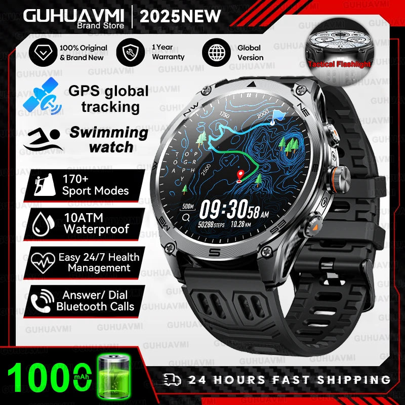 2026 New GPS Smart Watch Men 1000mAh Battery 10ATM Waterproof