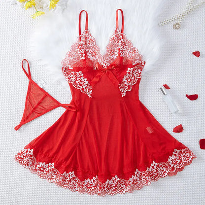 Plus Size Pajamas For Women's Sleepwear Sexy Deep V Erotic Dresses