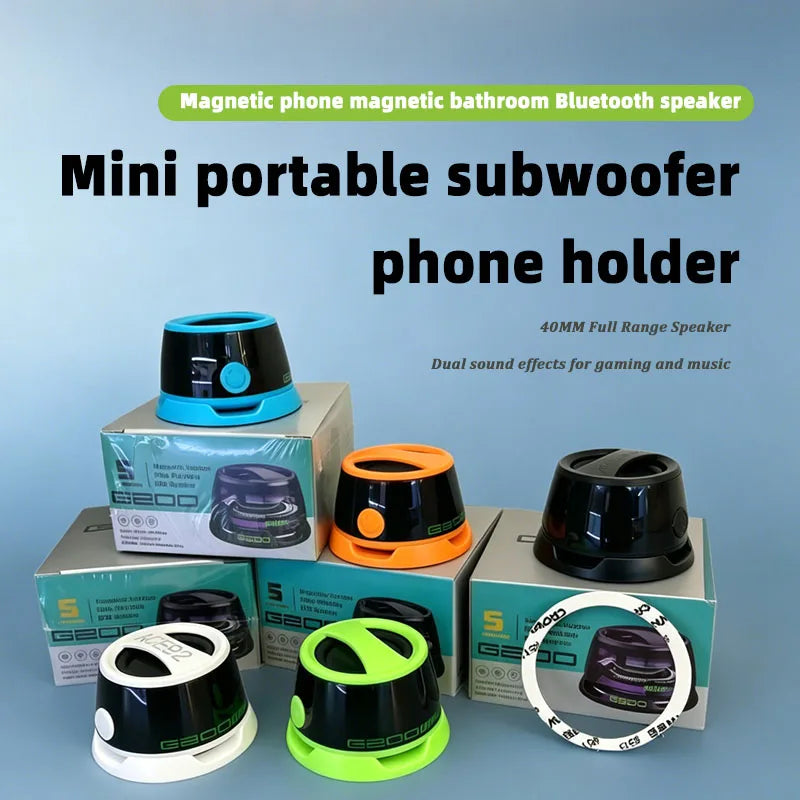 Magnetic phone magnetic bathroom waterproof Bluetooth speaker mini portable subwoofer phone holder 2-in-1
