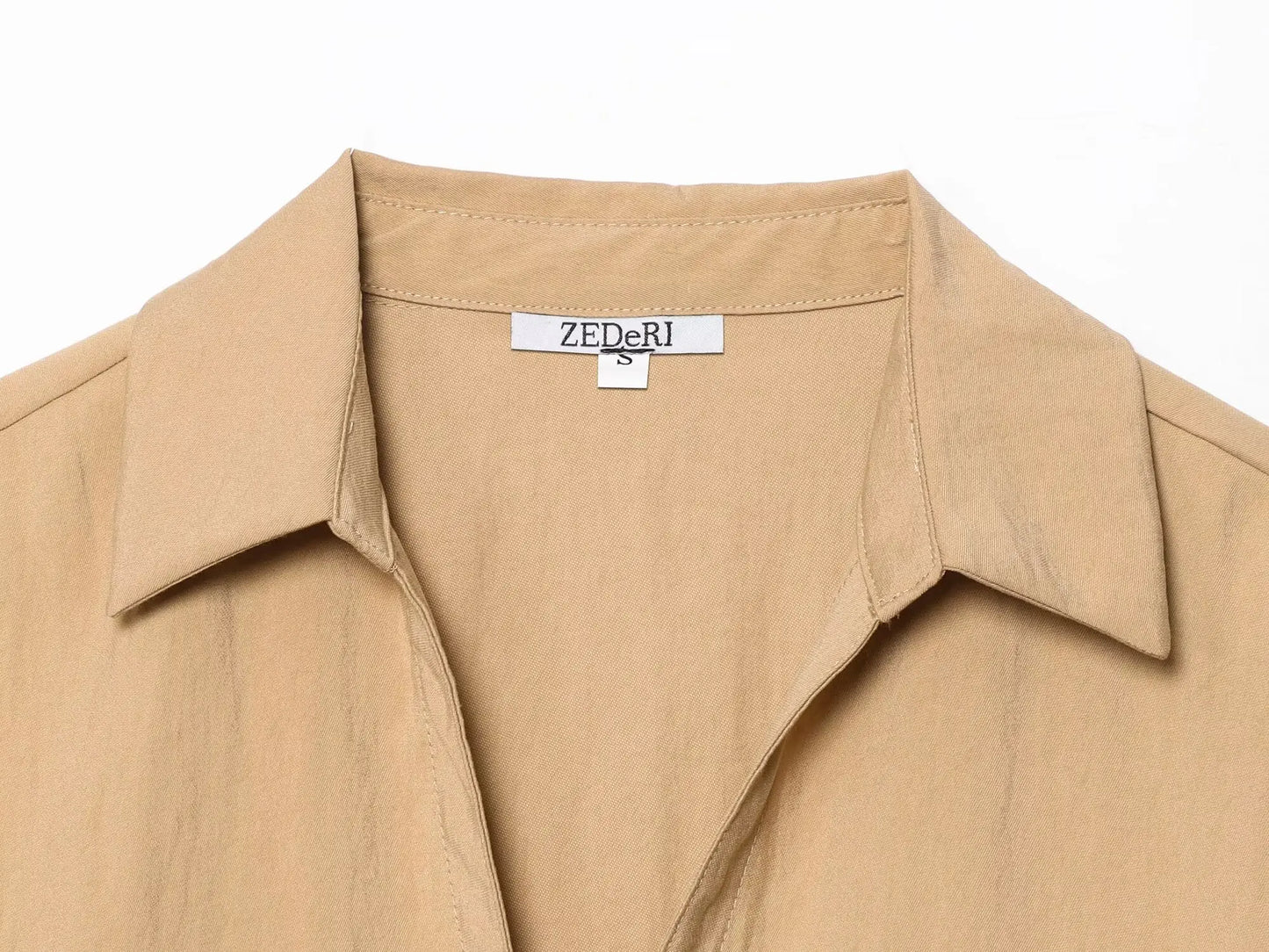 HH Women Elegant Turn-Down Collar Single-Breasted Shirts Top+Chic Mid Waist Belt Decoration Zipper Casual Shorts 2-Piece Set