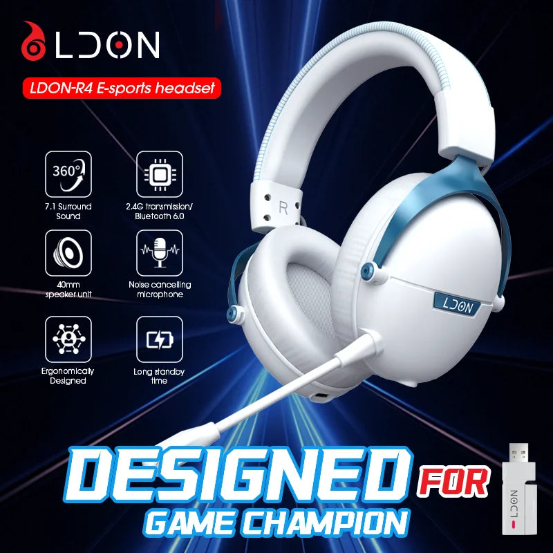 LDON F04 Pro Wireless Bluetooth Headphones Music Gaming Earphones Bluetooth Wireless Noise Cancelling Mic Headset