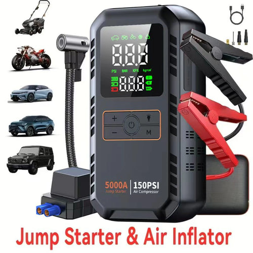 PAIVIROKU 5000A Car Jump Starter with Air Compressor 150PSI Tire Inflator, Portable Battery Booster for Cars, Bike & Motorcycle