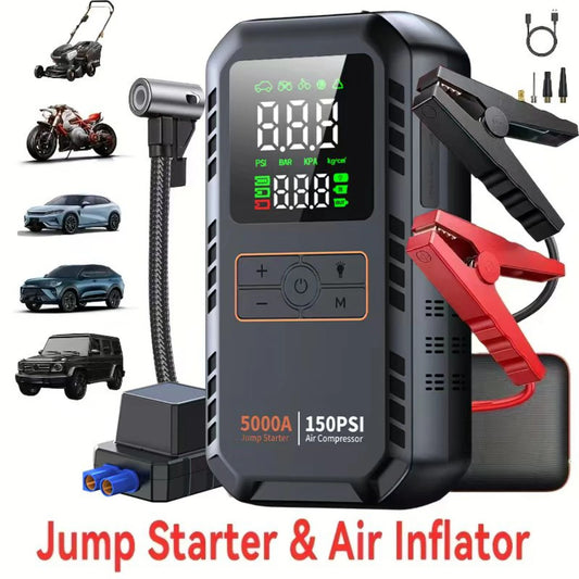 PAIVIROKU 5000A Car Jump Starter with Air Compressor 150PSI Tire Inflator, Portable Battery Booster for Cars, Bike & Motorcycle