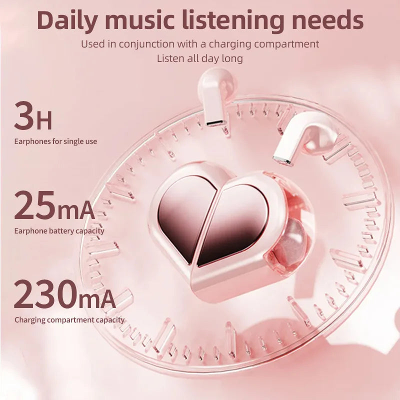 K520 Wireless Earbuds Rotatable Love Heart Charging Case Low Latency Gaming Bluetooth Headphones Stereo In Ear Earphones