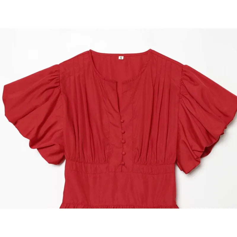Women's Puff Sleeve Blouse New 2026 Spring Summer Vintage Simple O Neck Button Women Pintuck Shirts & Blouses Chic Female Tops