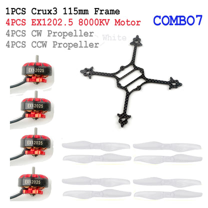 HappyModel 3inch Crux3 Toothpick Frame FPV Kit EX1202.5 6400KV Brushless Motor with Gemfan 3018 Propeller Combo for RC FPV Drone