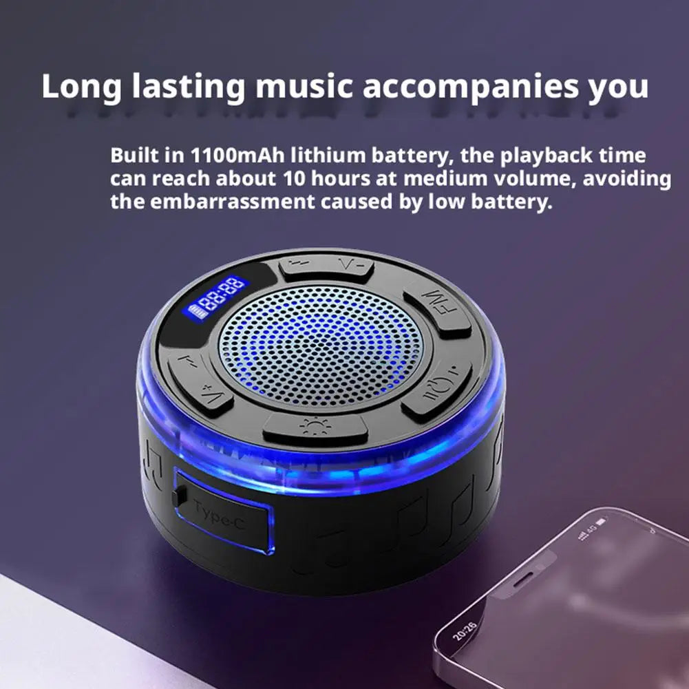 Waterproof Bluetooth Speaker with Strong Suction Cup, Mini Portable Wireless Shower Speaker for Bathroom, Home Outdoor Use