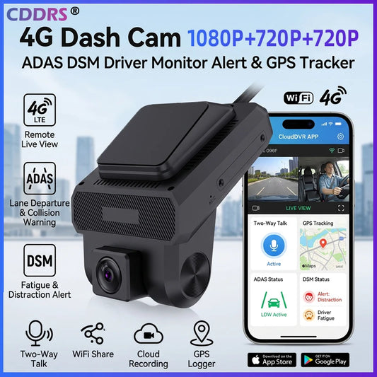 3 Cameras 4G LTE Dash Cam GPS Surveillance Full HD 1080P Car Video Recorder Night Vision 24 hour Remote Monitor DVR WiFi Hotspot