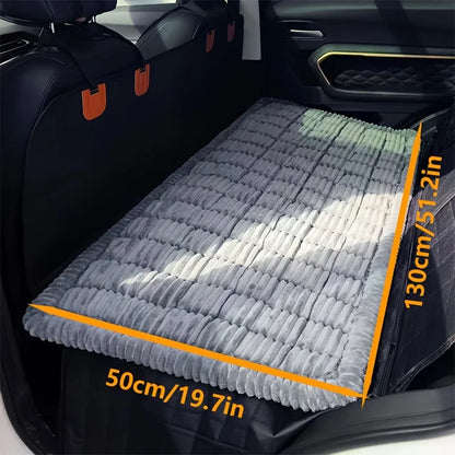 Summer Cool Soft Striped Plush Car Dog Bed Mat, Non-slip Washable Pet Travel Cushion Pad, Thick Sleeping Mattress for Car Trunk