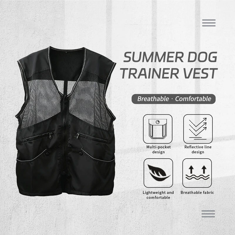 Lightweight Mesh Dog Training Vest with Multiple Pockets Bite Resistant for Spring Summer Training