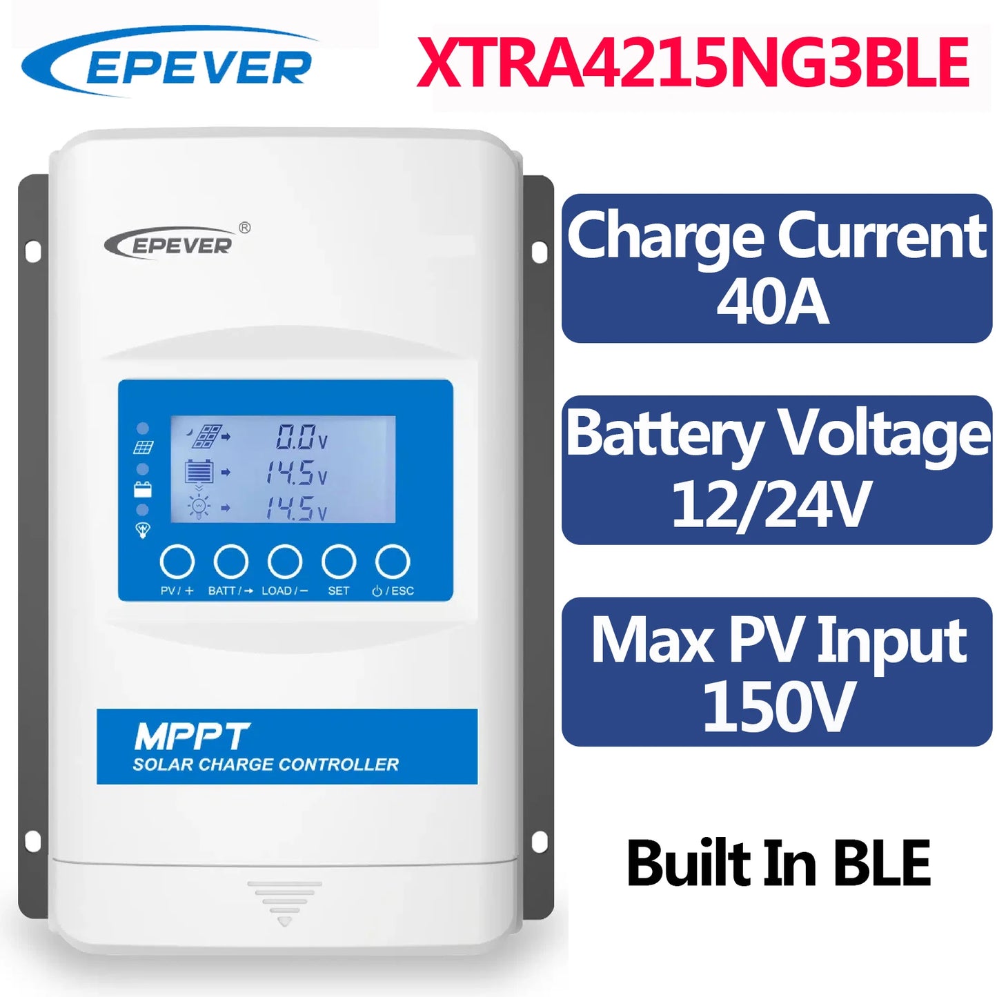 EPEVER XTRA4215NG3BLE XTRA4210G3 Without BLE 40A MPPT Solar Charge Controller Battery 12V 24V Max PV Input 150V