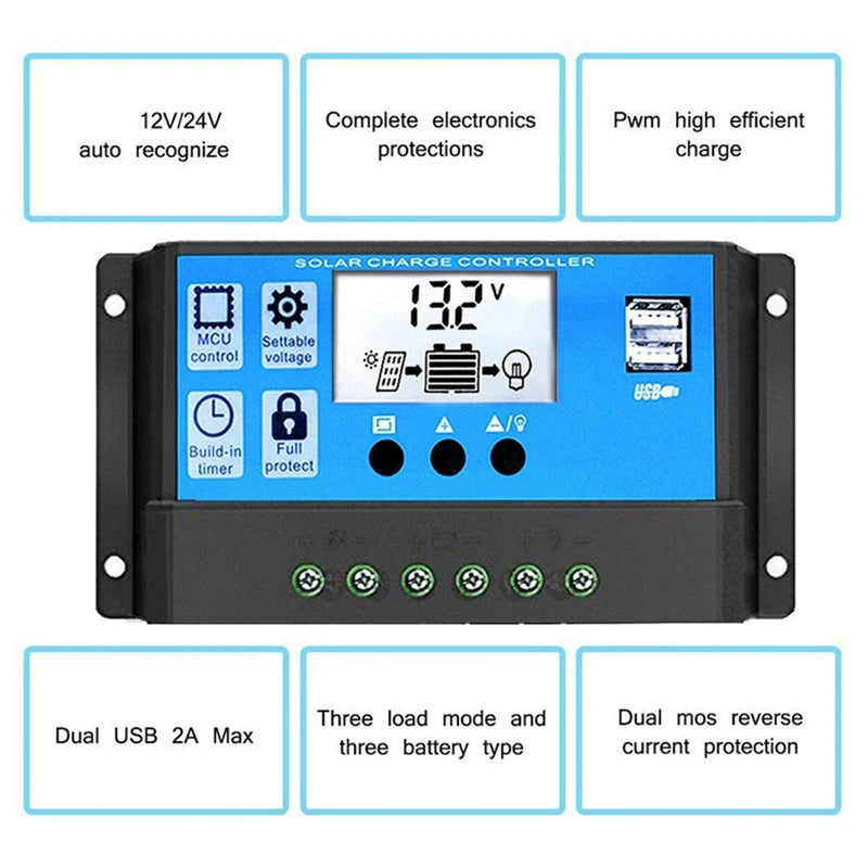 110/220V Solar Power System 18W Solar Panel Battery Charge 30A Controller 6000W 12V 220V Inverter Complete Power Generation Kit