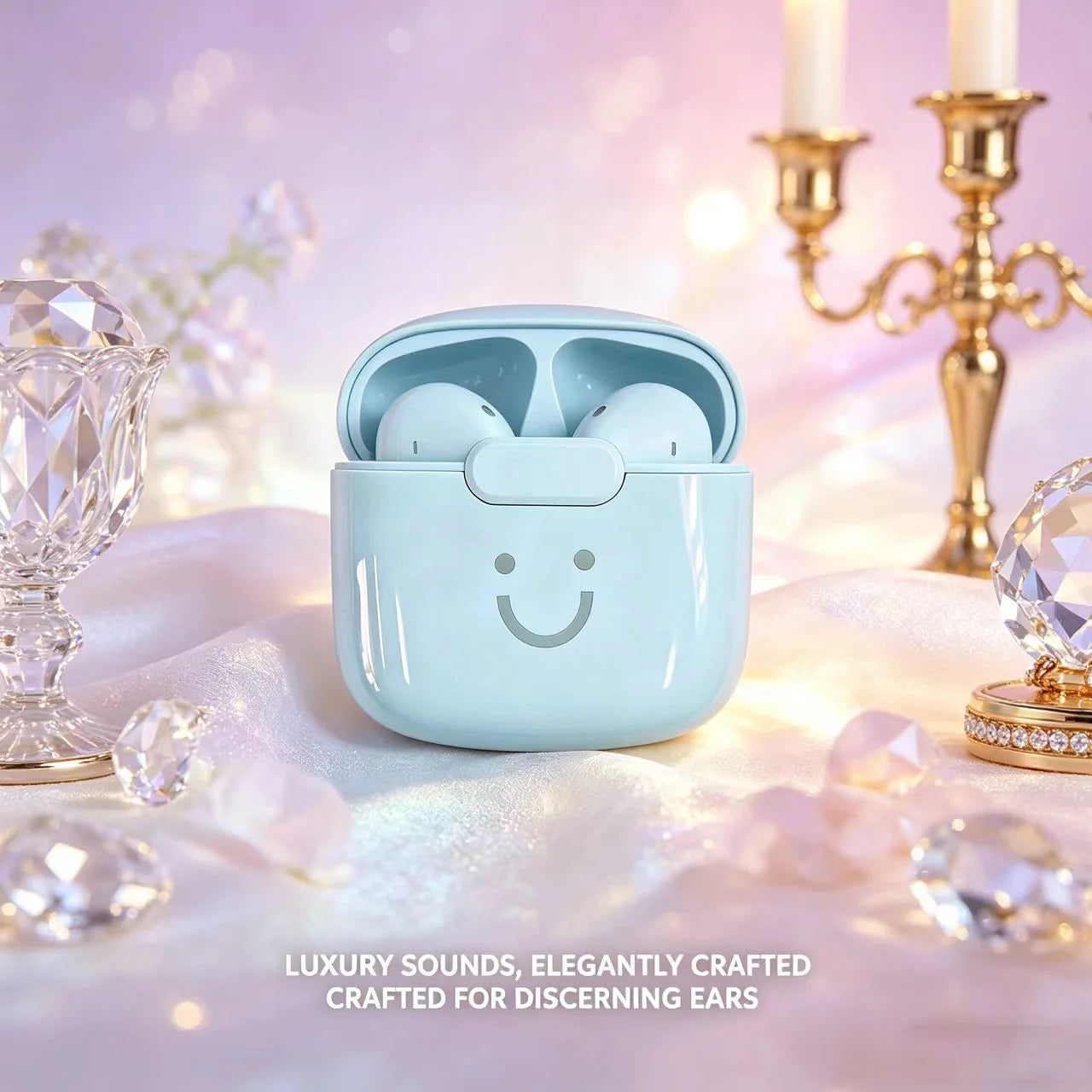 Cute Smile Macaron TWS Bluetooth Earphones Half In-Ear Wireless Headphones Long Battery Life Fashion Headset For Girls Students
