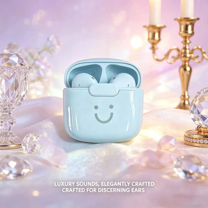 Cute Smile Macaron TWS Bluetooth Earphones Half In-Ear Wireless Headphones Long Battery Life Fashion Headset For Girls Students