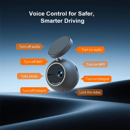 Dash Cam KAWA Tiny Video Recorder 2K Car DVR MINI ORB,Voice Control Car Camera,360° Rotate,180° Video Flip AUTO Dash Camera