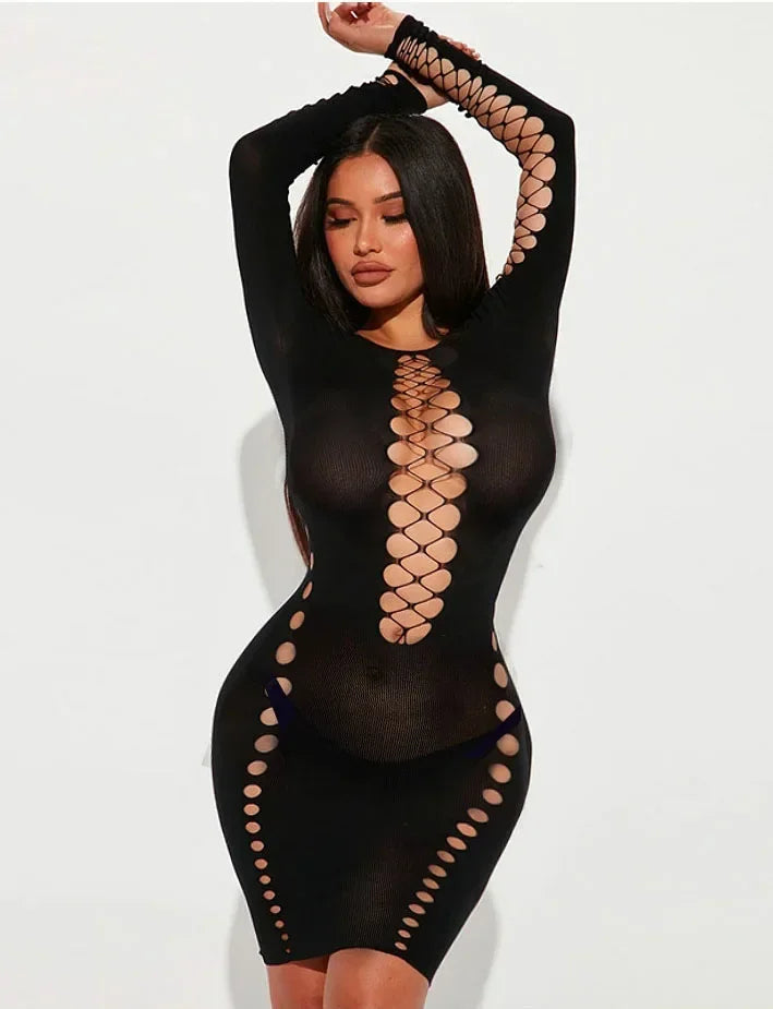 HOT Sexy Lingerie Babydoll baby doll minidress long sleeve Underwear Sleepwear Best Nightgown toy Sleepwear garment hot dress