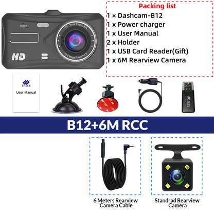 E-ACE 1080P Car DVR B12 Dash Cam Touch Sensitive Dash Camera WDR G sensor Night Vision Optional Rear Lens Hidden Dashcam