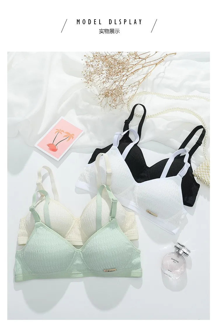 Women Bra Set Sport Lingerie Non-Wire Bralette Top Sexy Low Waist Panties Female Seamless Underwear Set Sleep Intimates