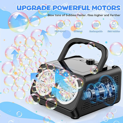 Automatic Bubble Machine Upgrade Bubble Blower with 2 Fans,50000+ Bubbles Per Minute Bubbles for Kids Portable Bubble Maker