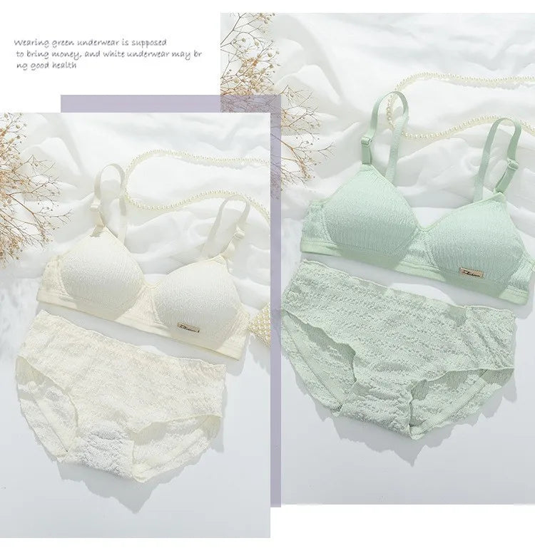 Women Bra Set Sport Lingerie Non-Wire Bralette Top Sexy Low Waist Panties Female Seamless Underwear Set Sleep Intimates