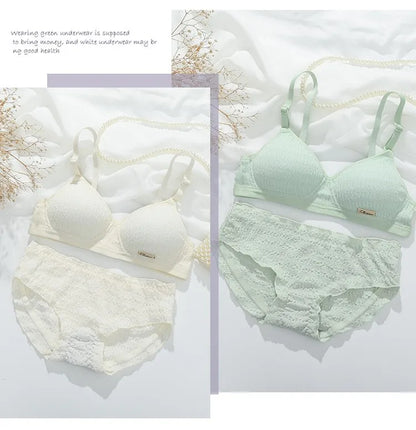 Women Bra Set Sport Lingerie Non-Wire Bralette Top Sexy Low Waist Panties Female Seamless Underwear Set Sleep Intimates
