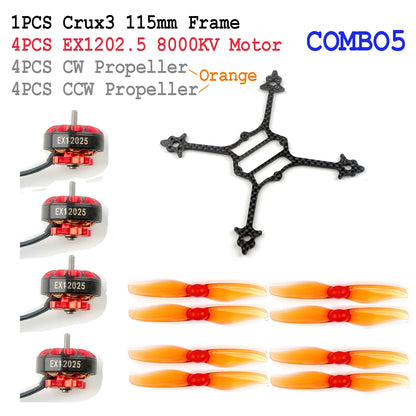 HappyModel 3inch Crux3 Toothpick Frame FPV Kit EX1202.5 6400KV Brushless Motor with Gemfan 3018 Propeller Combo for RC FPV Drone