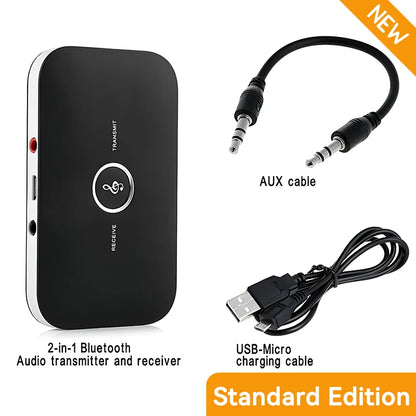 Upgrade B6 2in1 Bluetooth 5.3 Audio Receiver Transmitter 3.5mm AUX+RCA Built-in Battery Wireless Adapter For Car PC TV Headphone