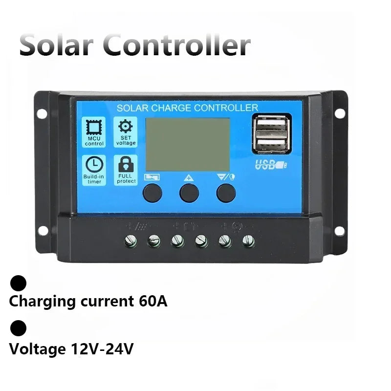 Solar Charge Controller 12V/24V PWM 10A- 100A with Adjustable LCD Display Timer Setting EESBAO