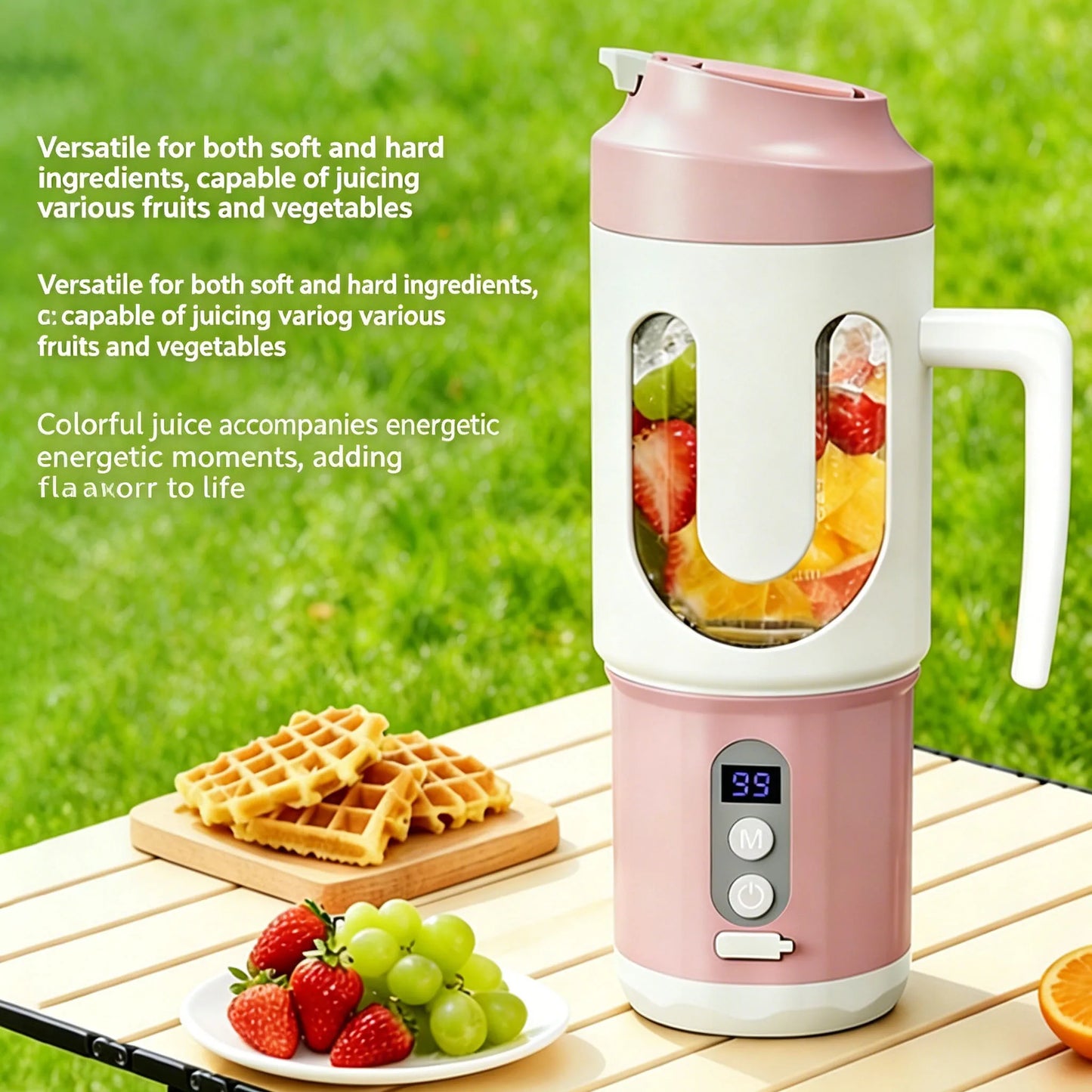 Dual Blades Wireless USB Rechargeable Portable Juicer Cup Multifunctional Fruit Vegetable Blender for Watermelon Fresh Juic