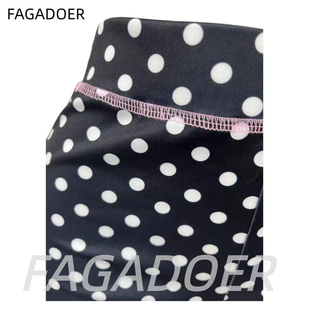 FAGADOER Sexy Women's Matching Sets Polka Dot Print Patchwork Short Sleeve Top and Shorts Female 2 Pieces Streetwear 2026 New