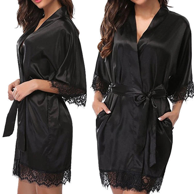 1 Piece Women's Underwear Glossy Robe Pajamas Ice Silk plus Size Nightgown