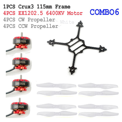 HappyModel 3inch Crux3 Toothpick Frame FPV Kit EX1202.5 6400KV Brushless Motor with Gemfan 3018 Propeller Combo for RC FPV Drone