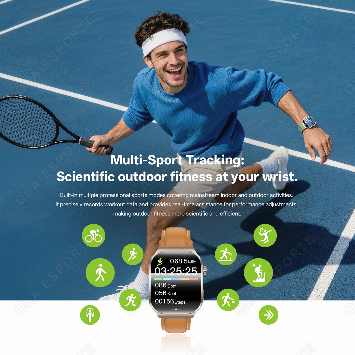 Watch Heart Rate Health Monitoring Watches Wireless BT Call Outdoor Sports Smartwatch HW12