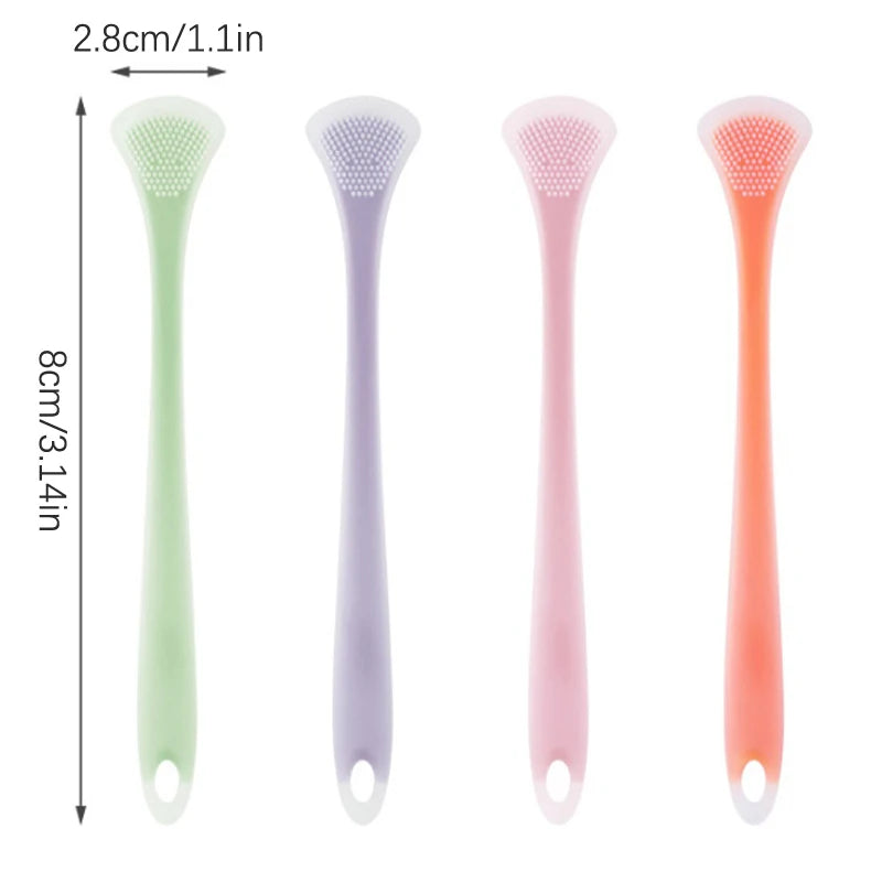Tongue Cleaning Brush Soft Silicone Tongue Cleaning Tool Double Side Cleaning Massage Tongue Scraper Oral Health Care Tool