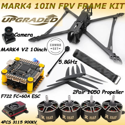 MARK4 V2 10inch F722 Flight Control 60A 4INI ESC 3115 Motor Camera VTX Receiver Antenna for FPV RC Racing Drone Quadcopter Parts