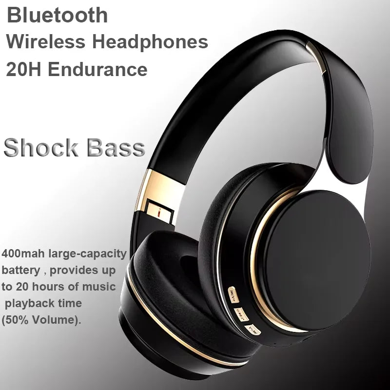 07S Wireless Headphones Foldable Adjustable Stereo Gaming Earphone Bluetooth+TF Play+3.5mm AUX 3 Modes HIFI Heavy Bass Headsets