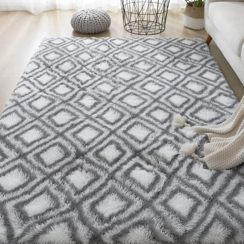 Fluffy Carpets For Living Room Nordic Lounge Rug Houses and Plush Kids Bedroom Bed Down Bedside Carpet Home Decor Furry Mat