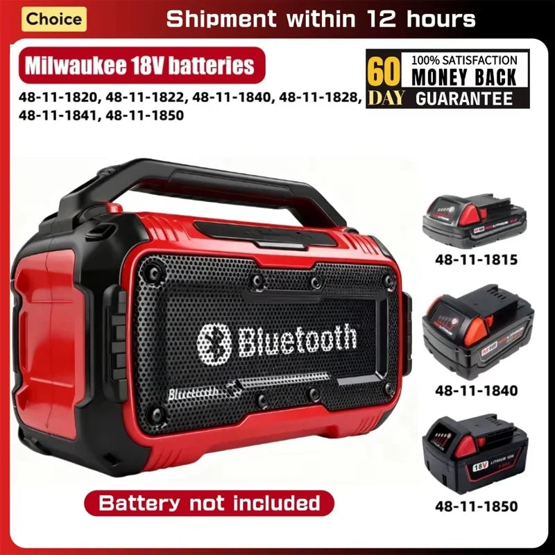Original Speaker Bluetooth Speaker Wireless Bluetooth Subwoofer Loudspeaker Stereo Surround ﻿For Milwaukee 18V Battery