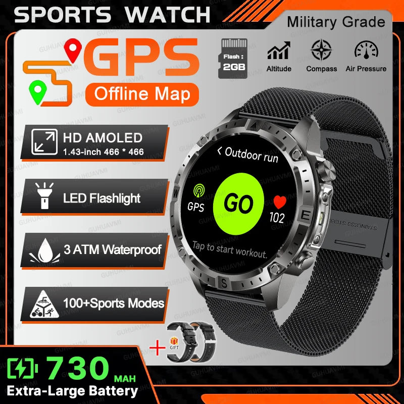 Waterproof Compass BT Call Swim Sports Bracelets For Men